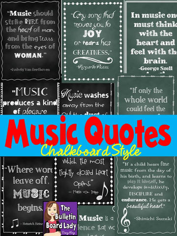 Music Quotes Posters Chalkboard Style