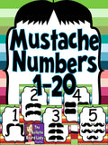 Mustache Number Posters 1-20