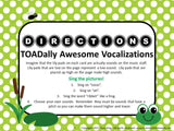 Vocal Exploration/Singing Visual Aid: Frogs "TOADally Awesome"