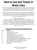 Exit Tickets Formative Assessments for Music Class-TEMPO, DYNAMICS & OPPOSITES