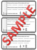 Exit Tickets Formative Assessments for Music Class-TREBLE CLEF PITCHES