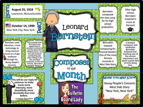 Composer of the Month Leonard Bernstein-Bulletin Board and Writing Projects